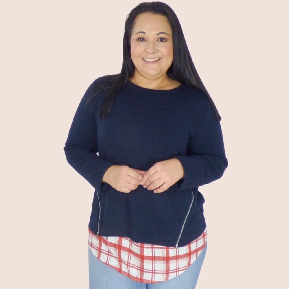 Sweater with Underlay and Zippers